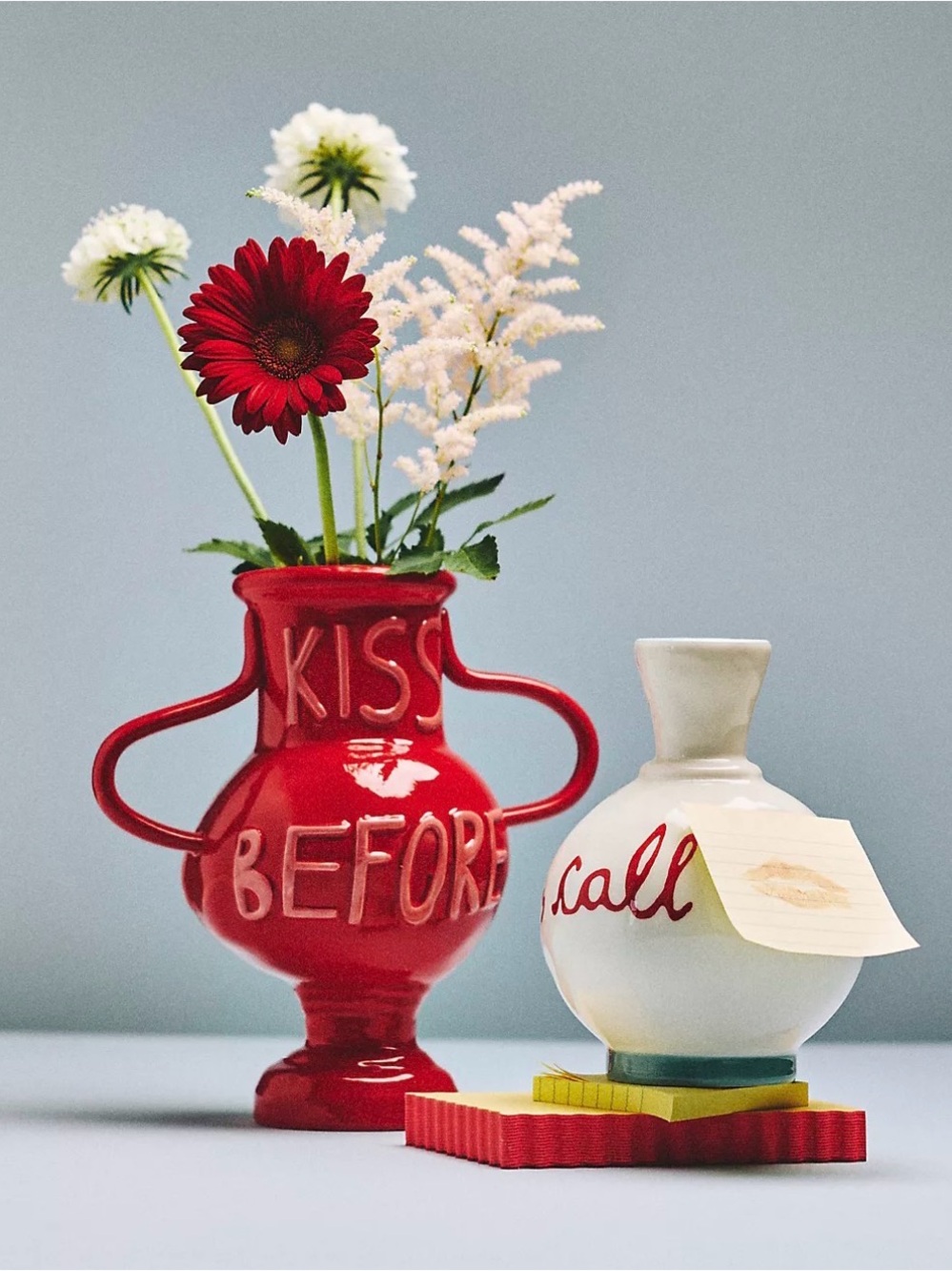NIB Anthropologie L&Clay L and Clay Ceramic vase kiss before you go